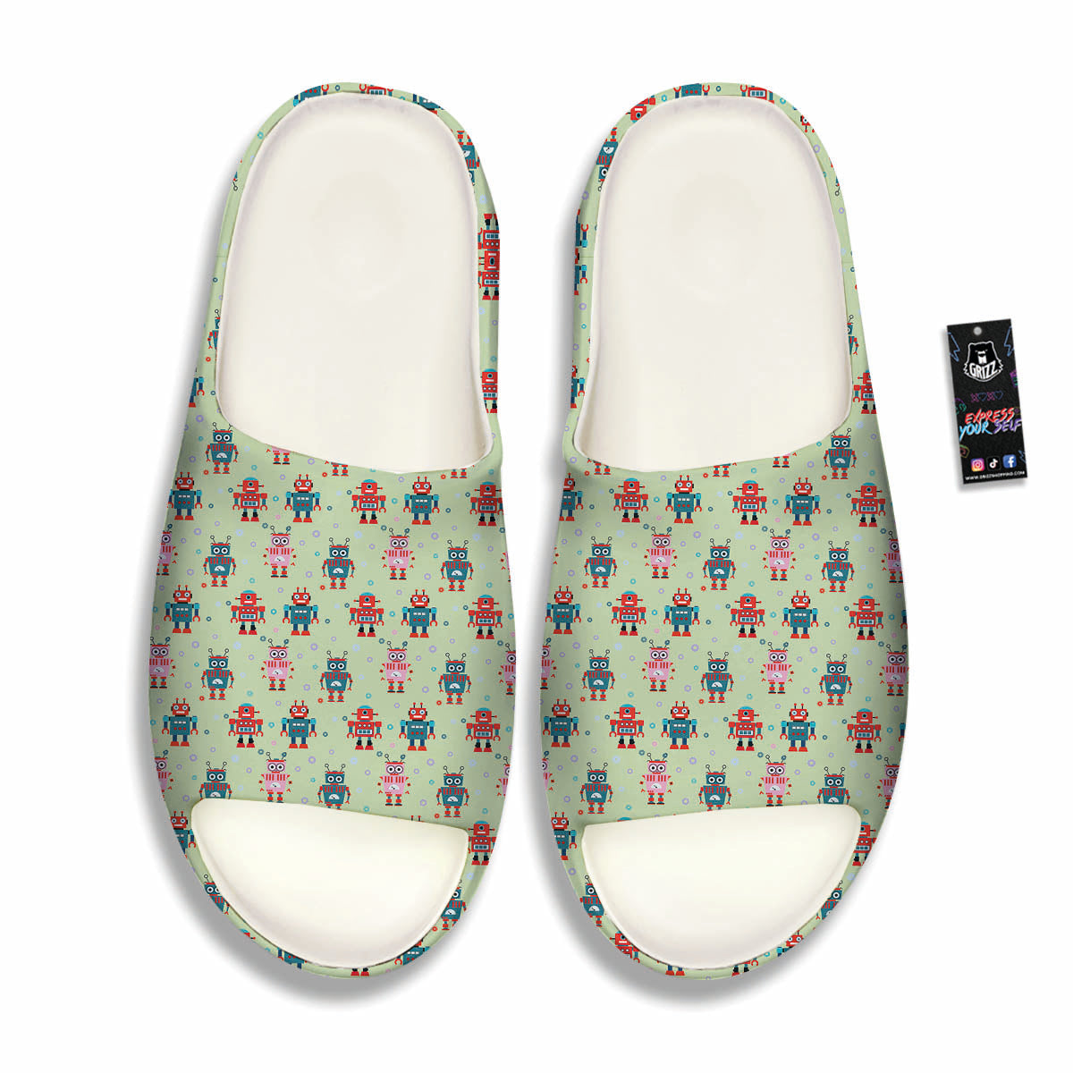 Robot Colorful Print Pattern Sandals-grizzshop