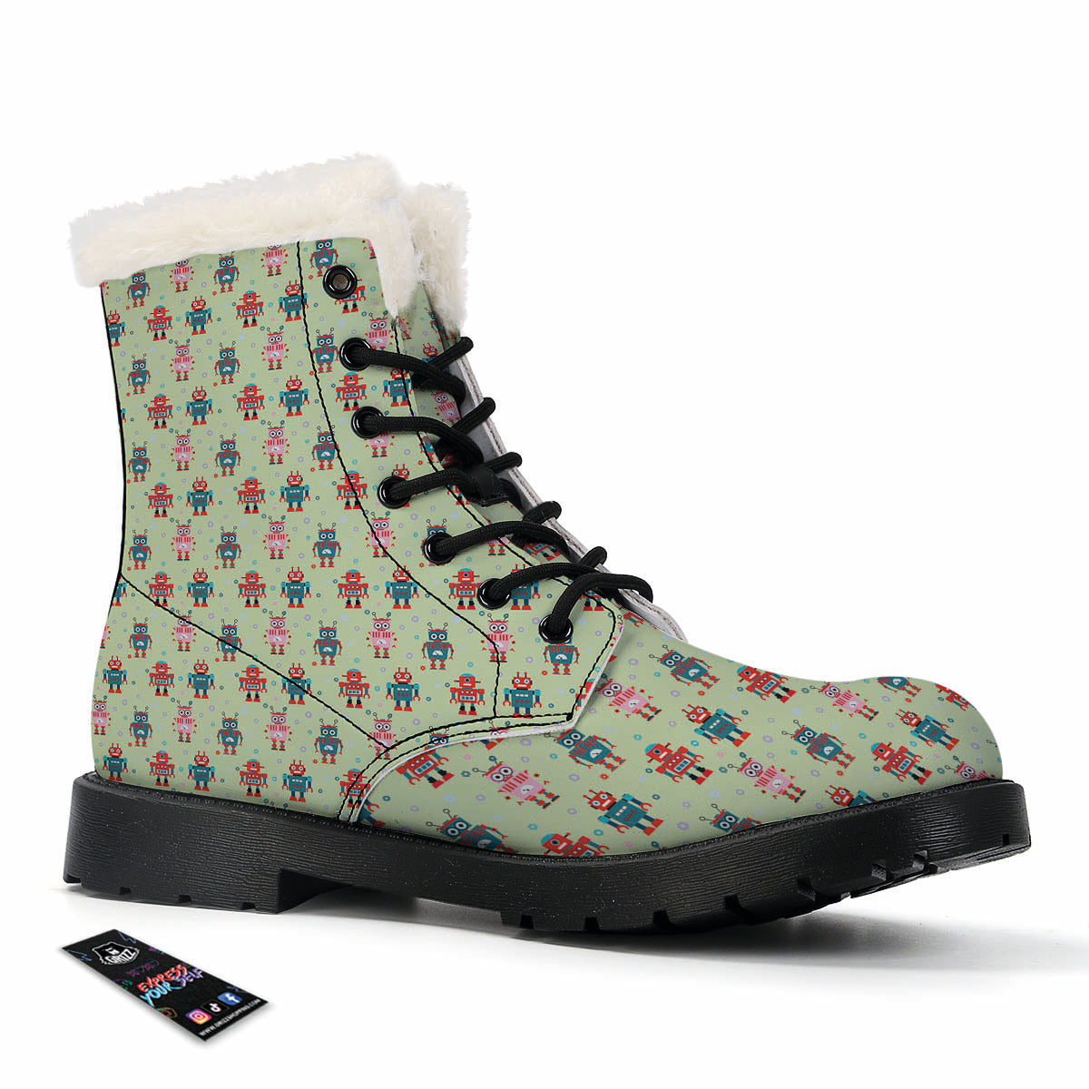 Robot Colorful Print Pattern Winter Boots-grizzshop