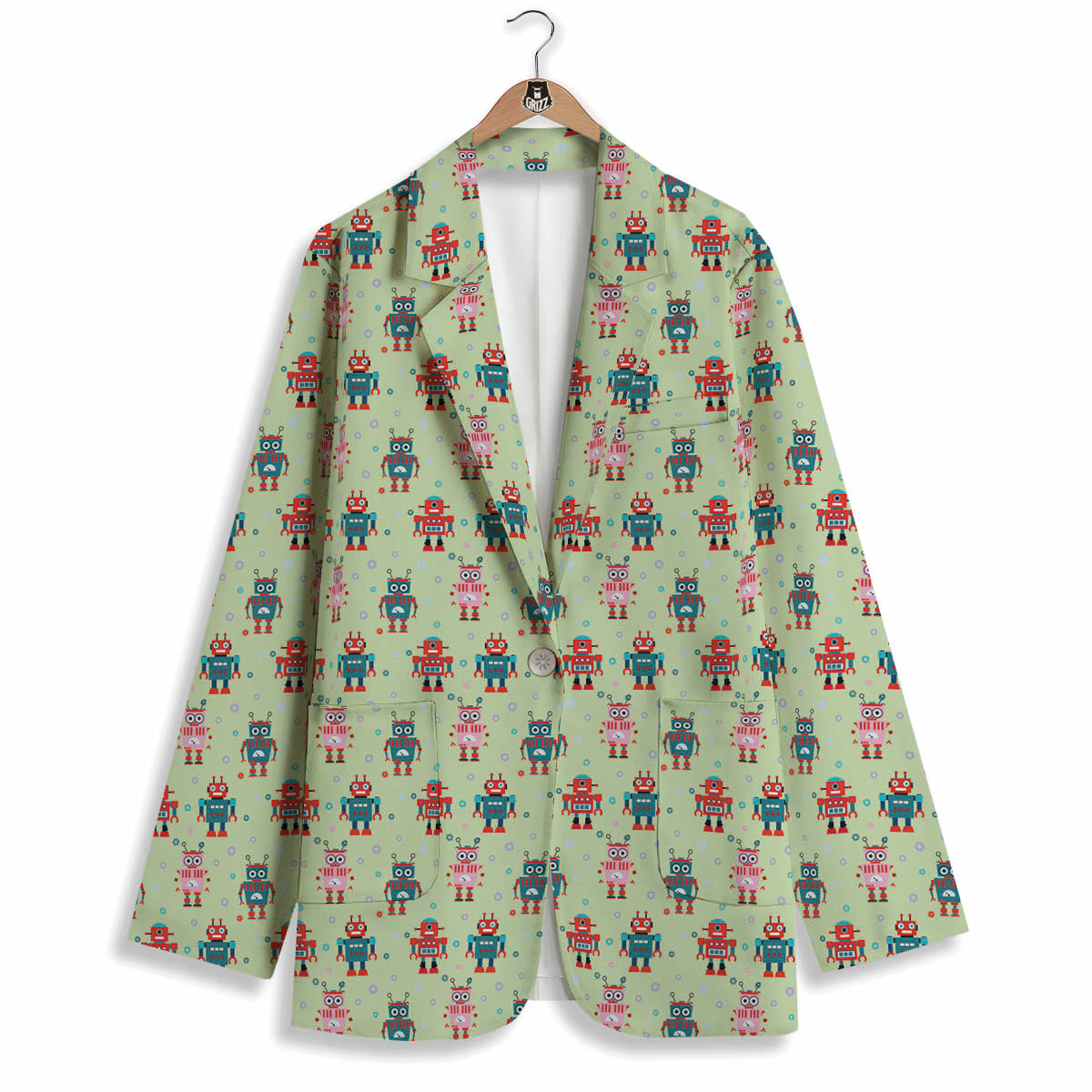 Robot Colorful Print Pattern Women's Blazer-grizzshop