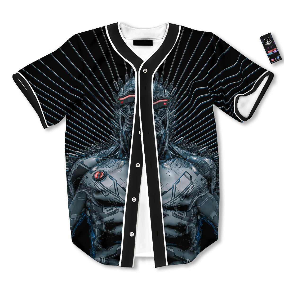 Robot Connection Print Baseball Jersey-grizzshop
