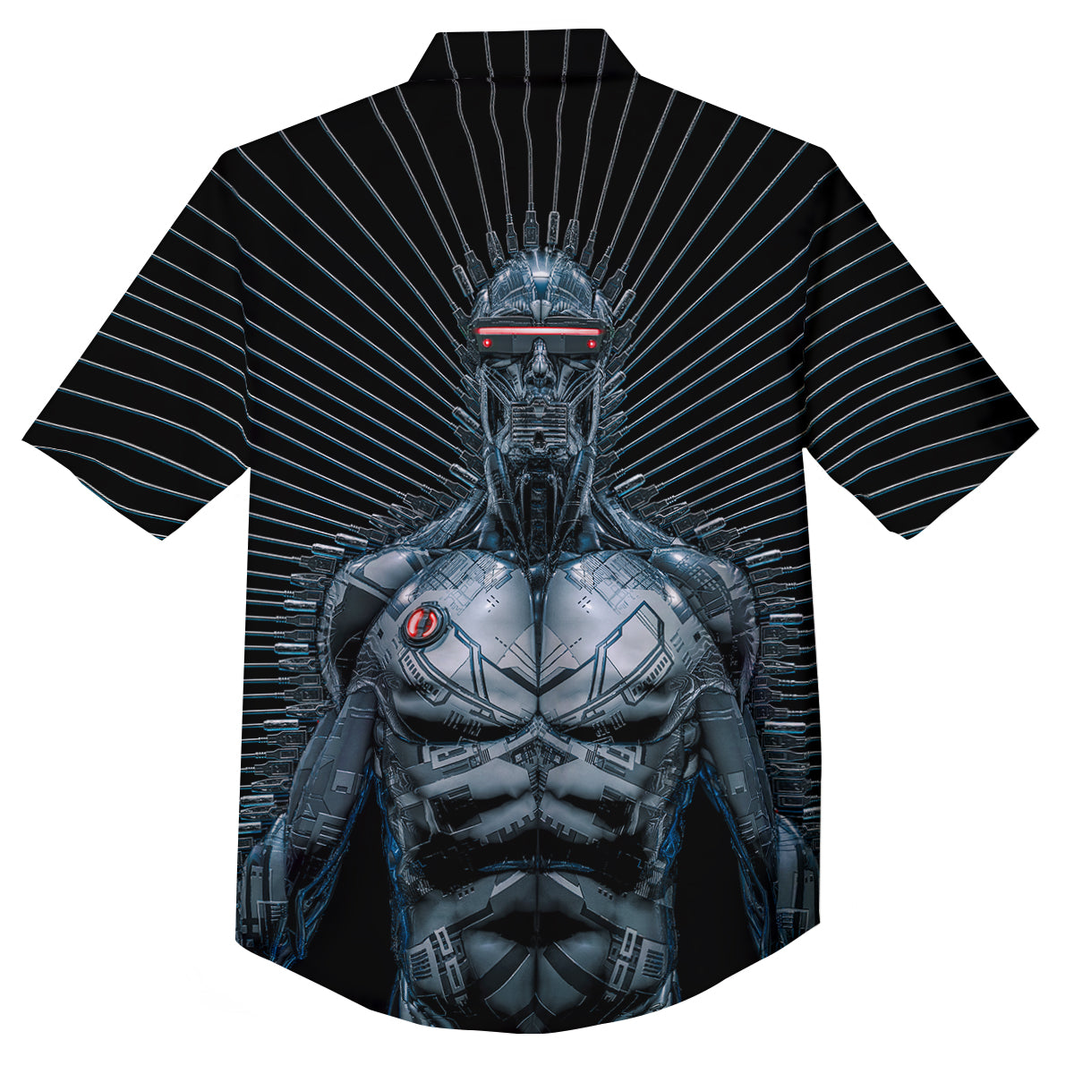 Robot Connection Print Button Up Shirt-grizzshop