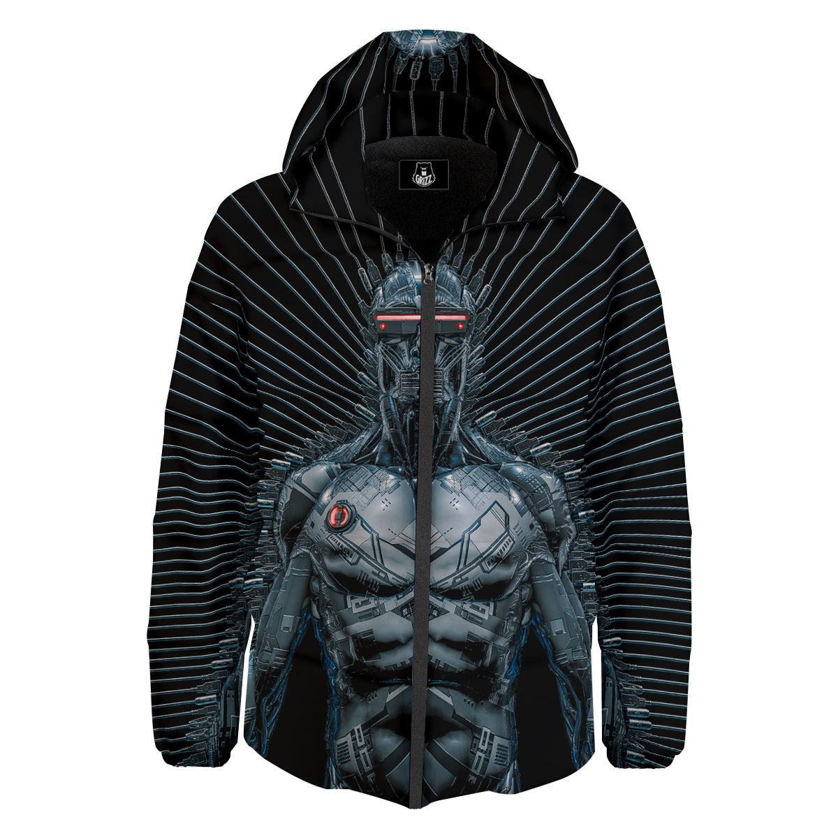 Robot Connection Print Down Jacket-grizzshop