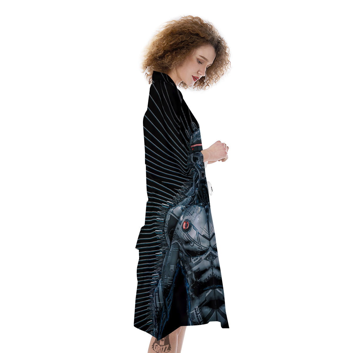 Robot Connection Print Kimono-grizzshop