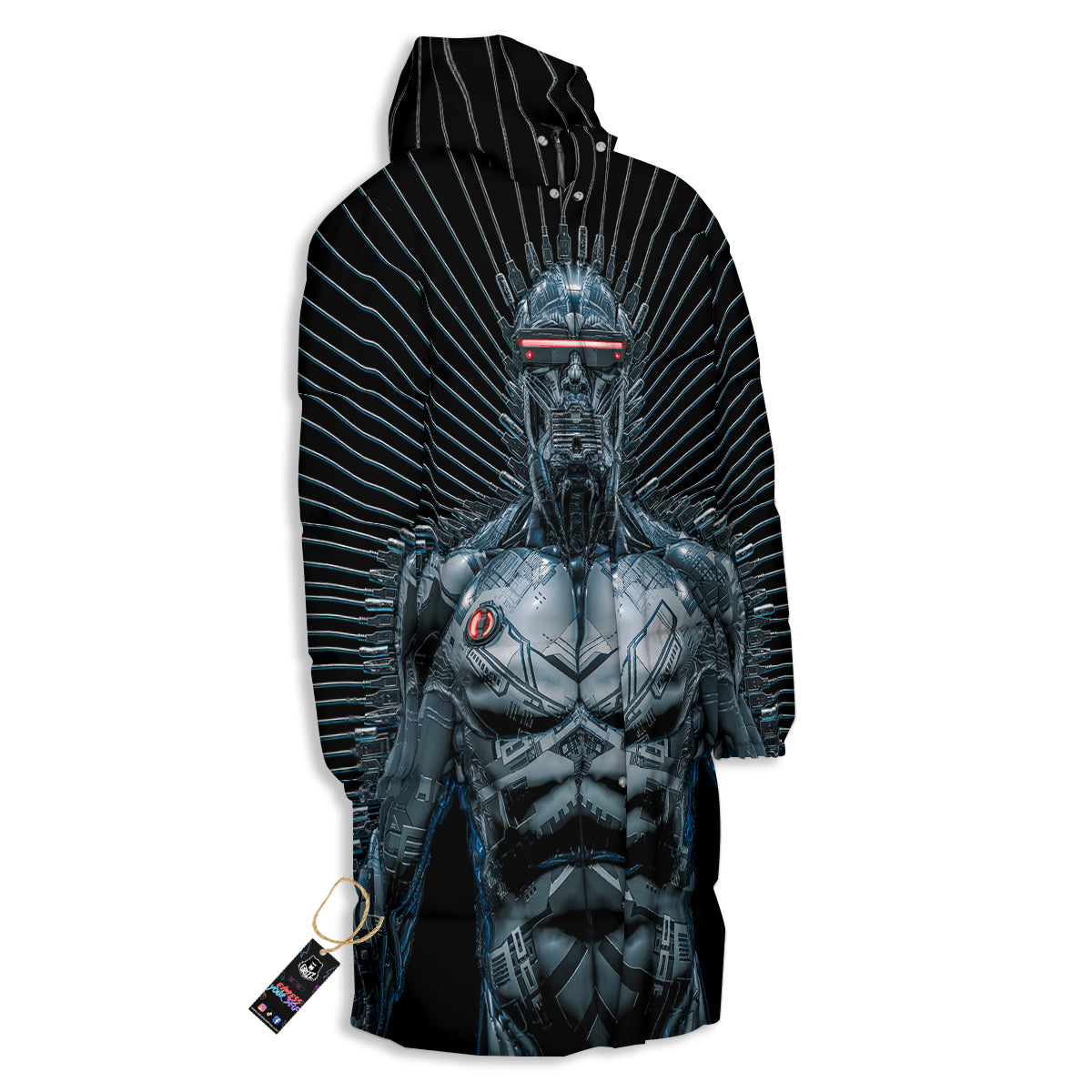 Robot Connection Print Long Down Jacket-grizzshop