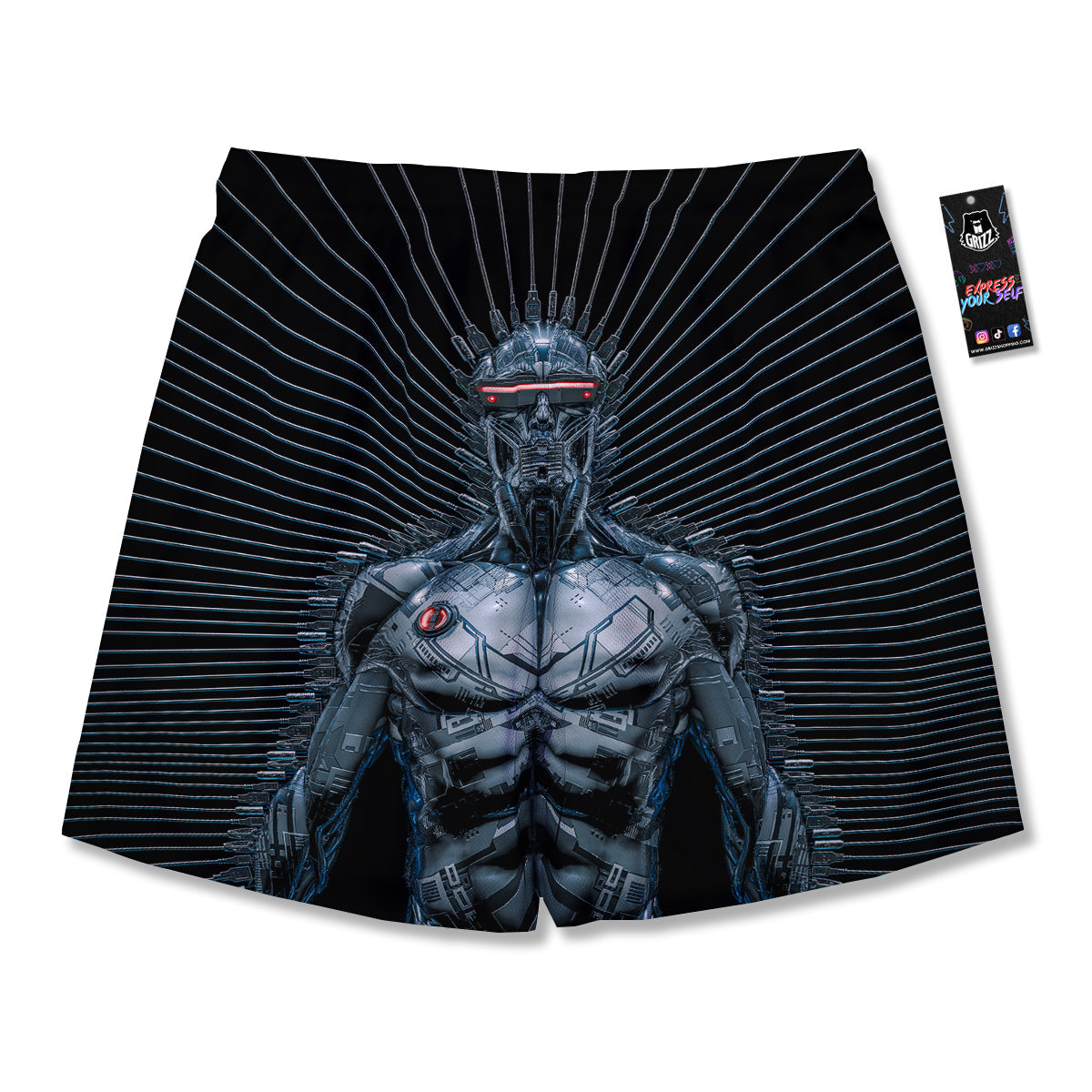 Robot Connection Print Men's Running Shorts-grizzshop