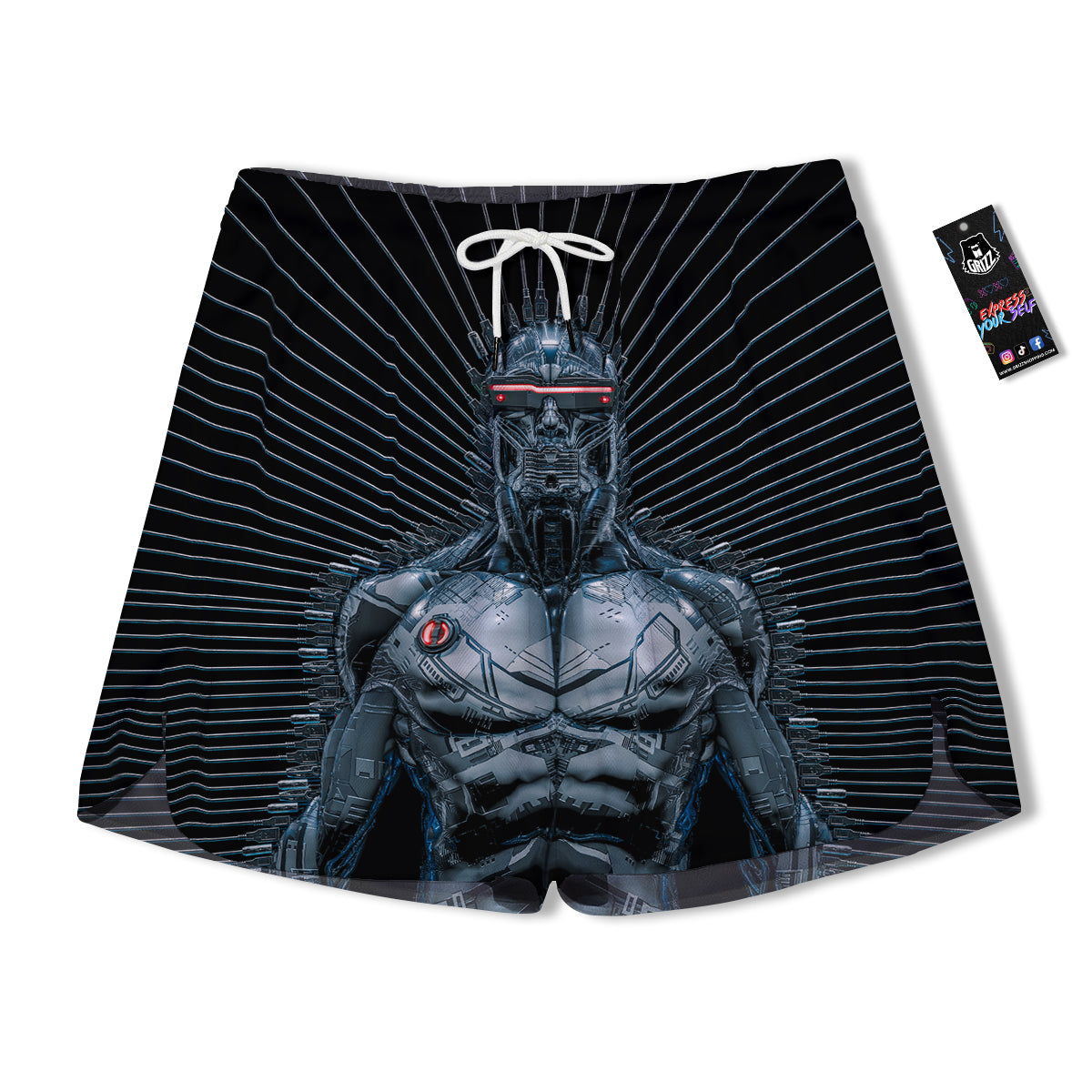 Robot Connection Print Men's Running Shorts-grizzshop