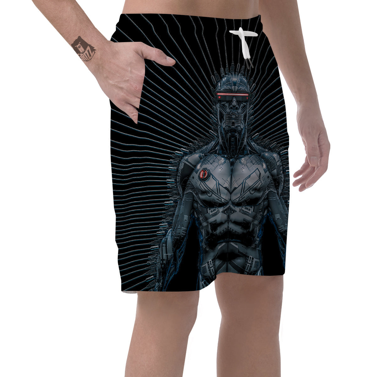 Robot Connection Print Men's Shorts-grizzshop