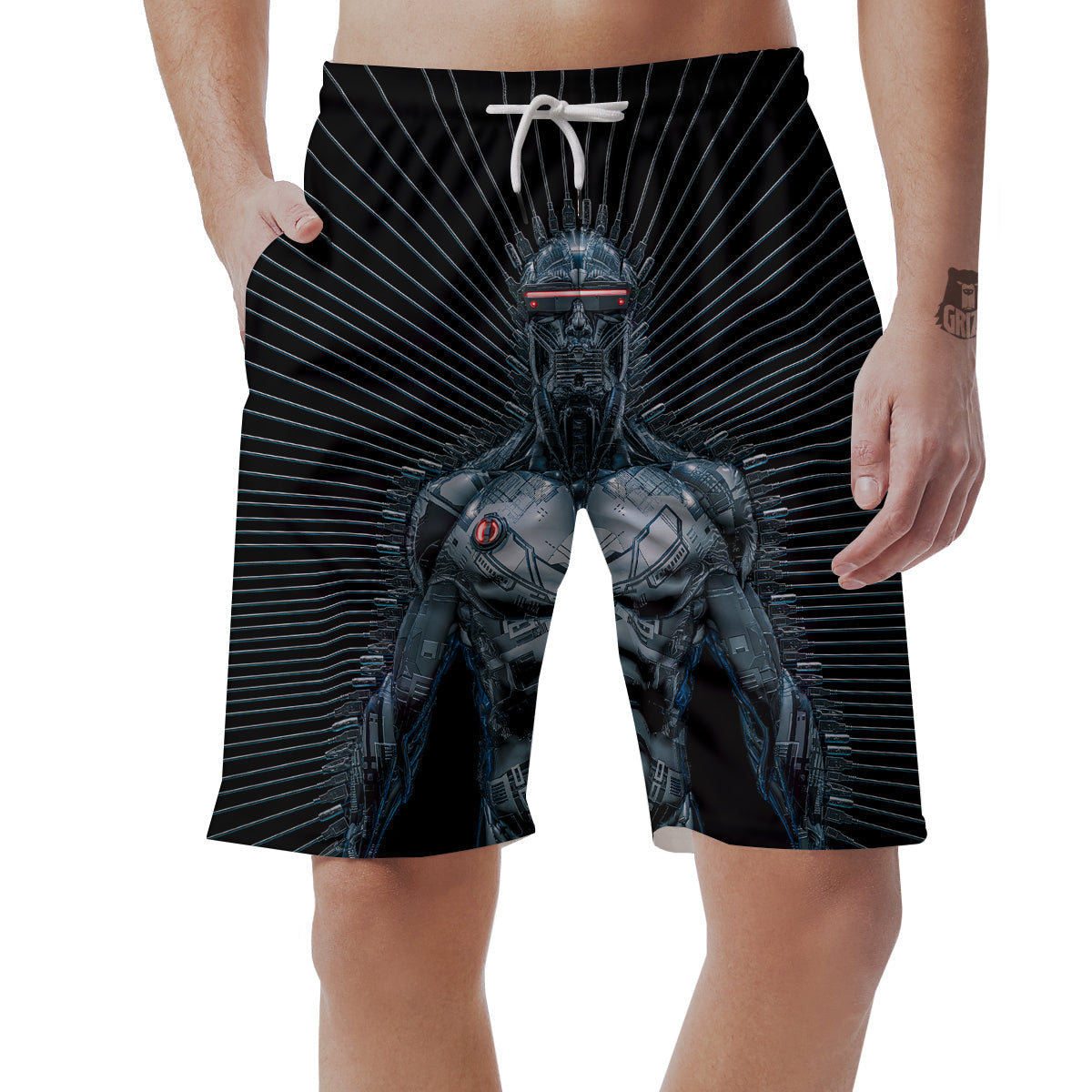 Robot Connection Print Men's Shorts-grizzshop