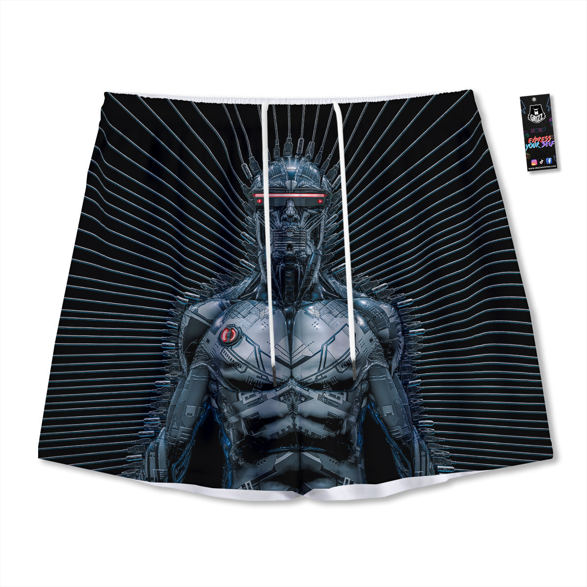 Robot Connection Print Mesh Shorts-grizzshop