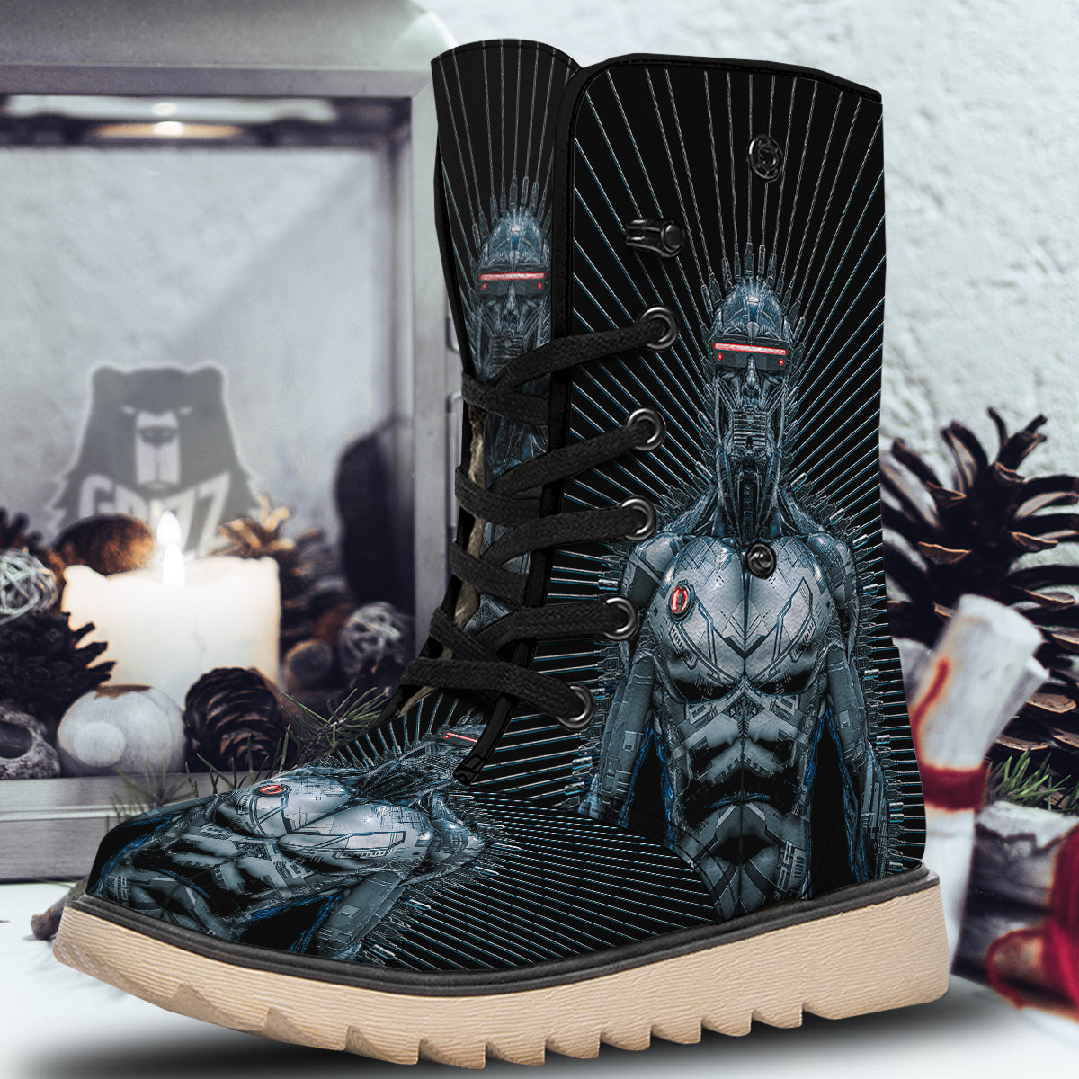 Robot Connection Print Snow Boots-grizzshop