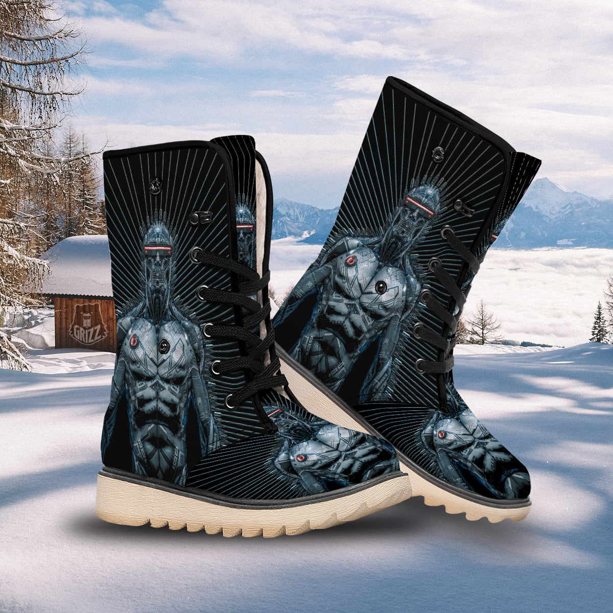 Robot Connection Print Snow Boots-grizzshop