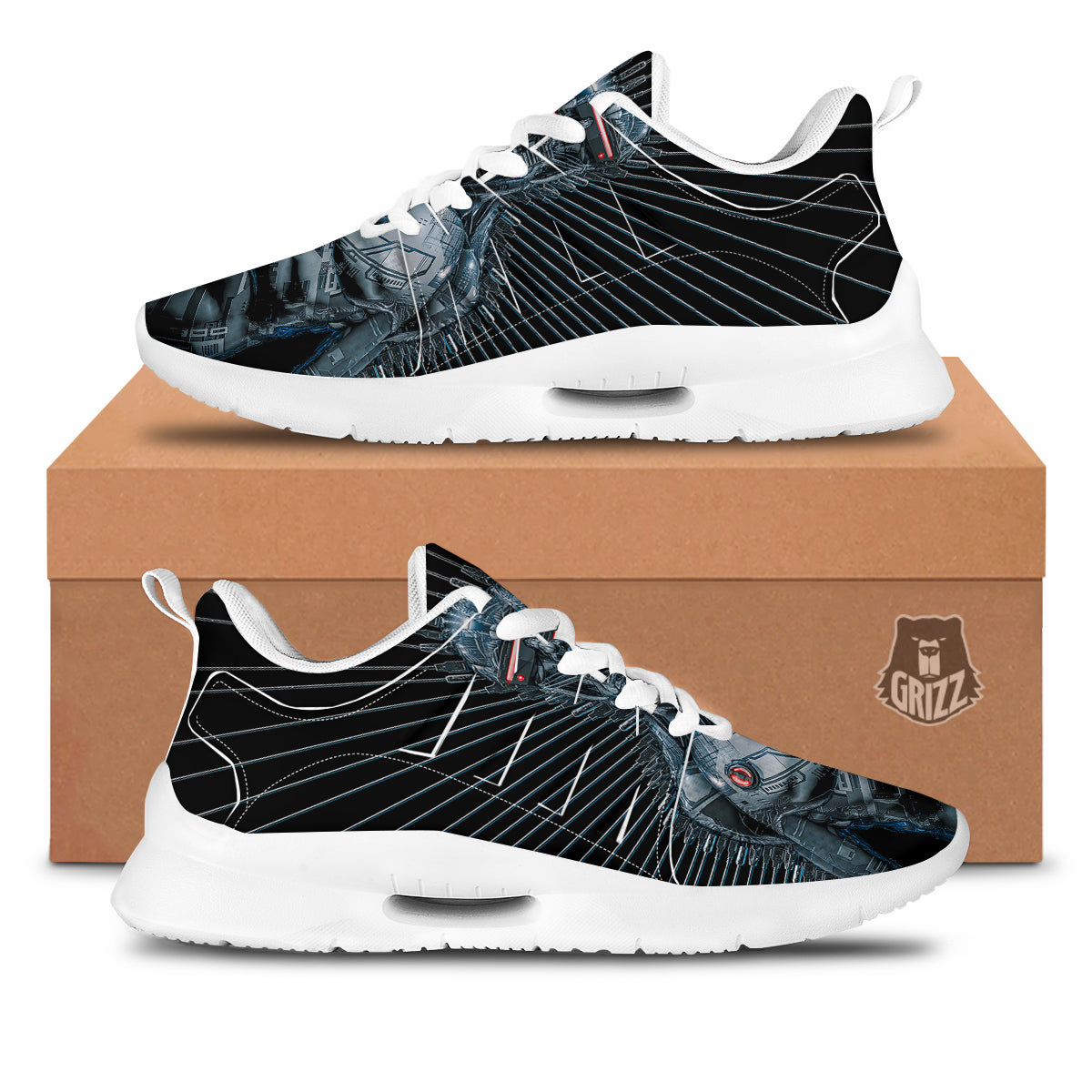 Robot Connection Print Tennis Shoes-grizzshop