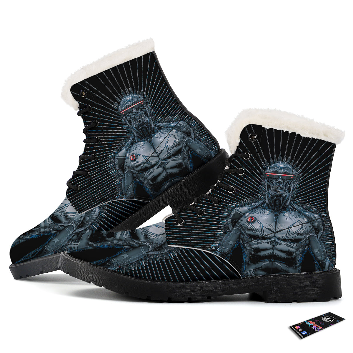 Robot Connection Print Winter Boots-grizzshop