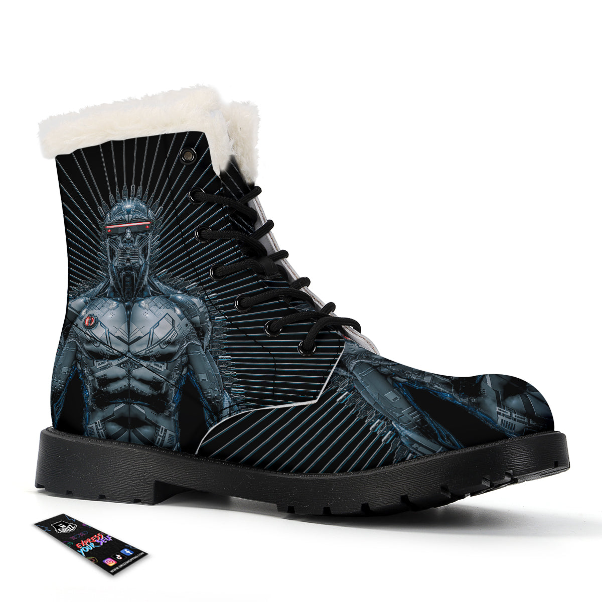 Robot Connection Print Winter Boots-grizzshop