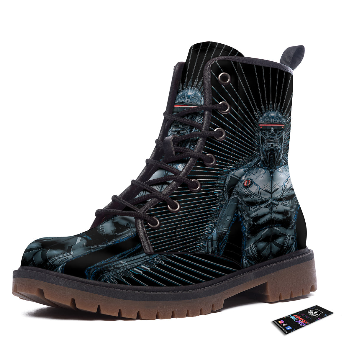 Robot Connection Print Work Boots-grizzshop