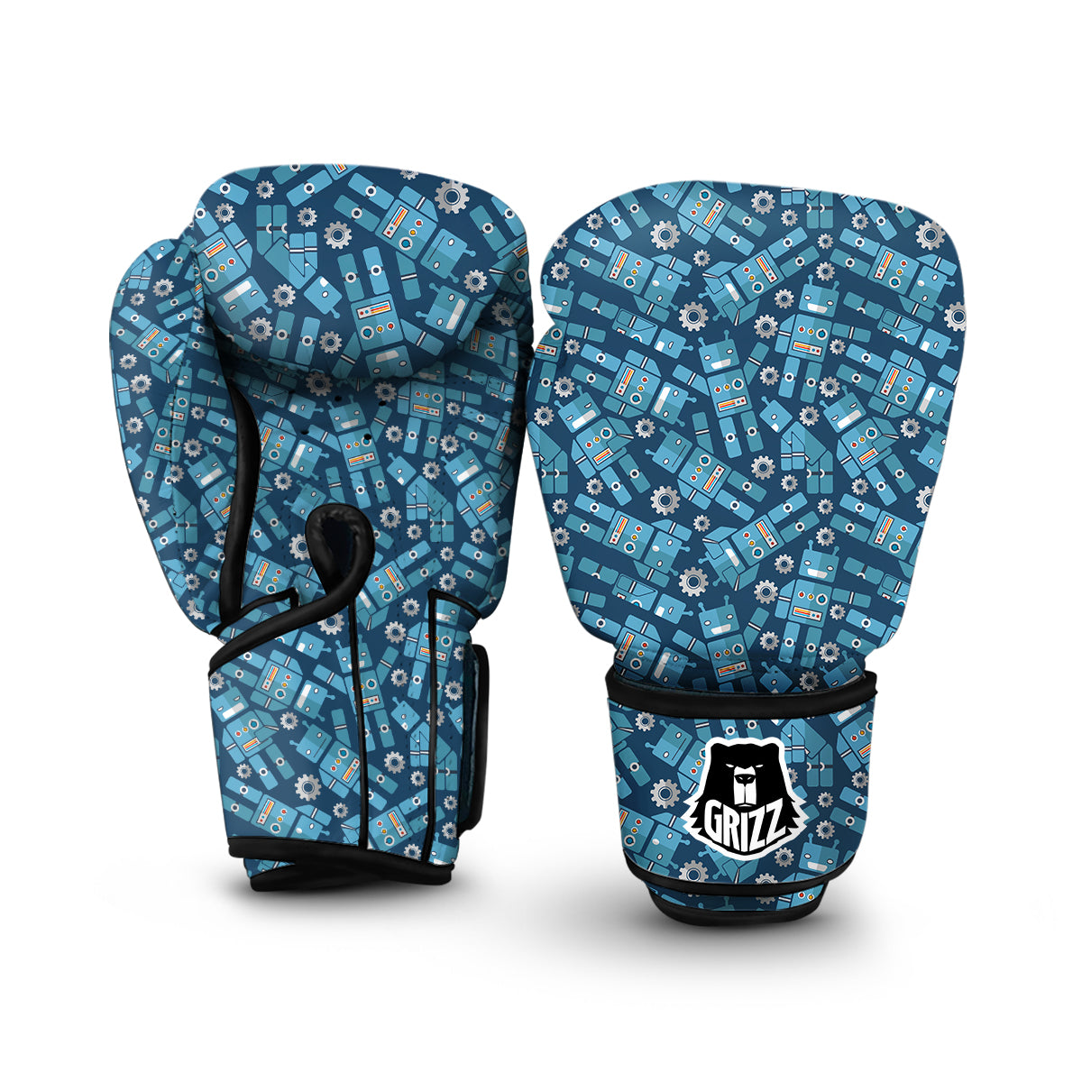 Robot Cyborg Pattern Print Boxing Gloves-grizzshop