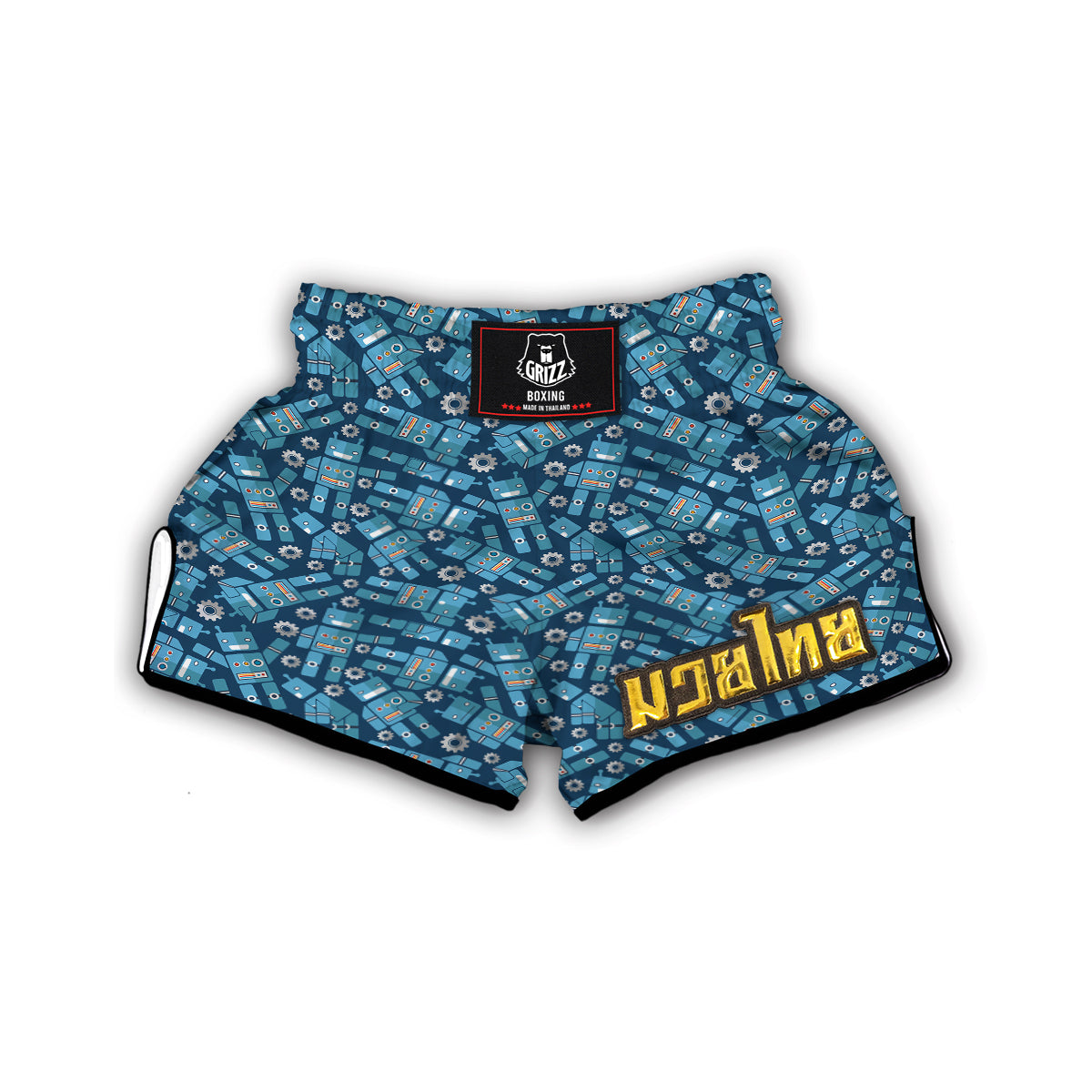 Robot Cyborg Pattern Print Muay Thai Boxing Shorts-grizzshop