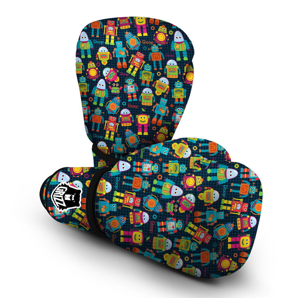 Robot Cyborg Print Pattern Boxing Gloves-grizzshop