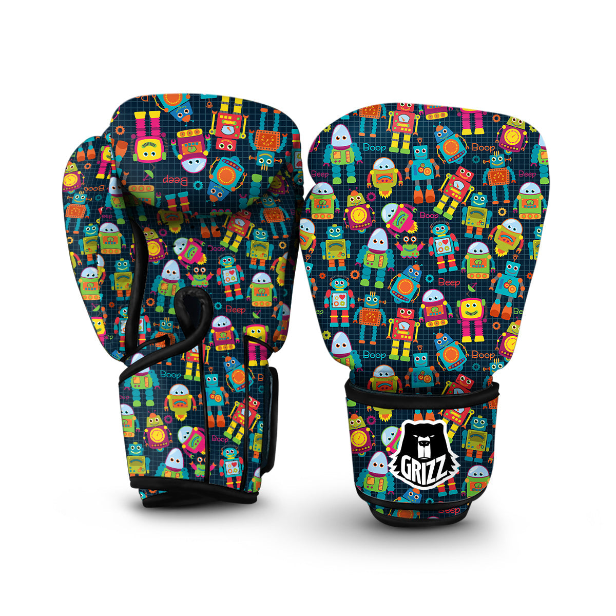 Robot Cyborg Print Pattern Boxing Gloves-grizzshop