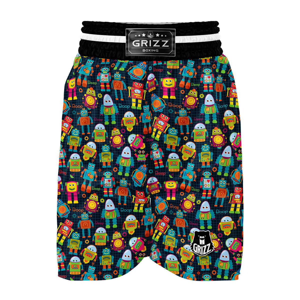 Robot Cyborg Print Pattern Boxing Shorts-grizzshop