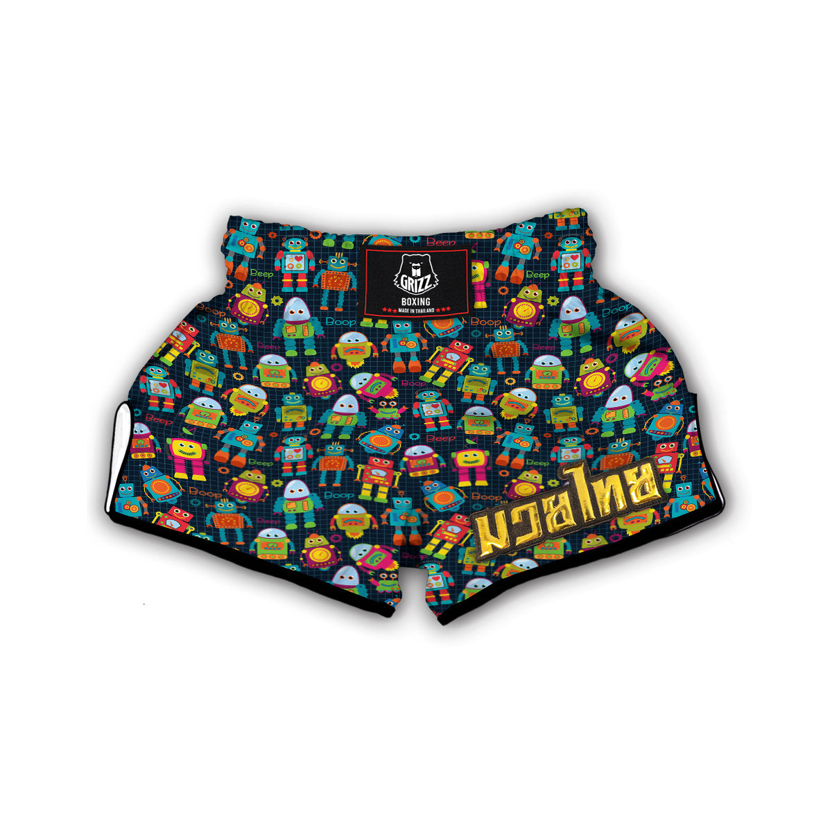 Robot Cyborg Print Pattern Muay Thai Boxing Shorts-grizzshop