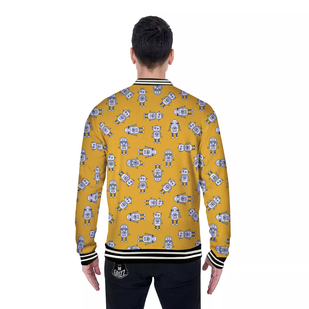 Robot Servant Print Pattern Baseball Jacket-grizzshop