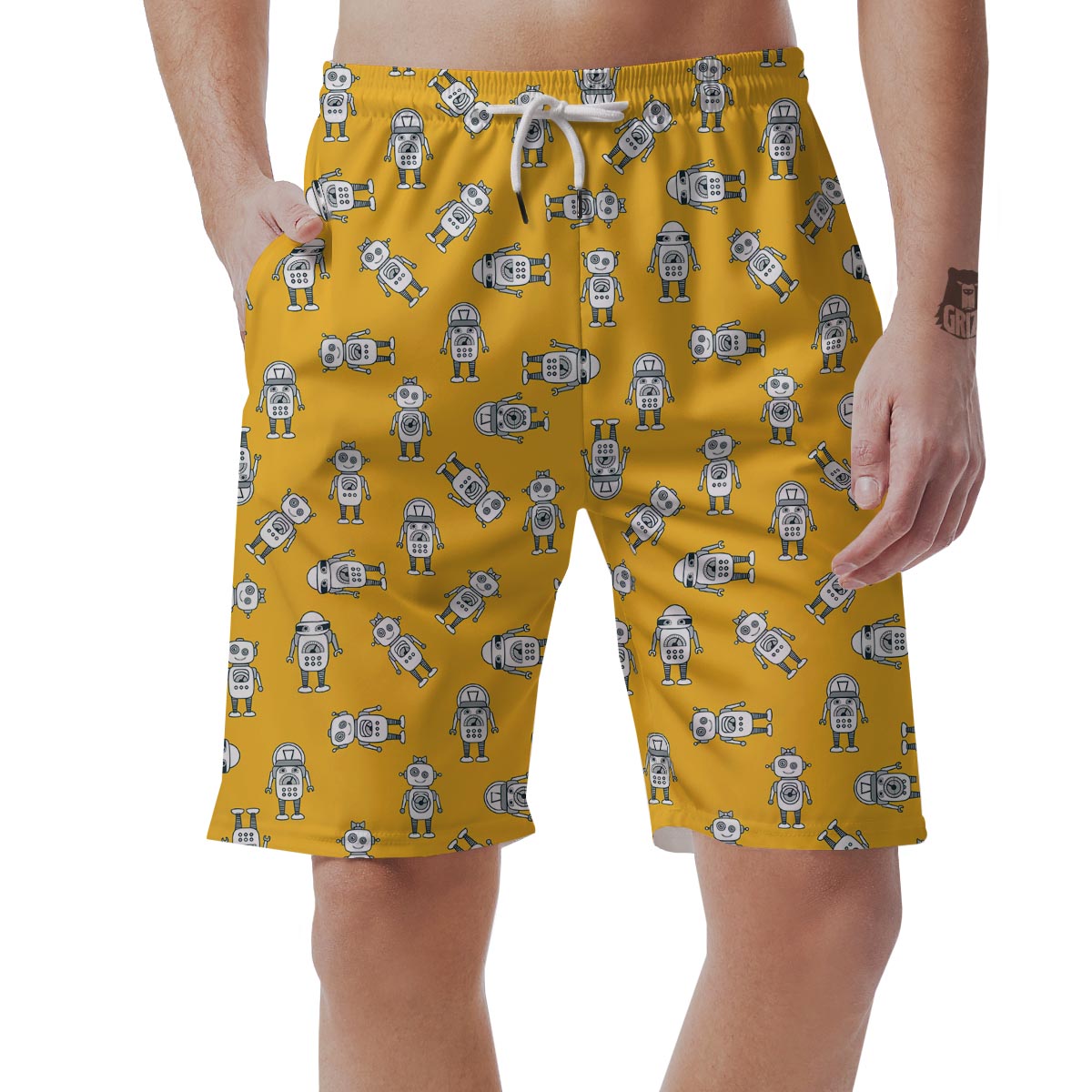 Robot Servant Print Pattern Men's Shorts-grizzshop
