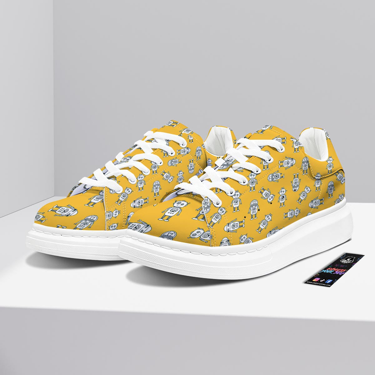Robot Servant Print Pattern Platform Shoes-grizzshop