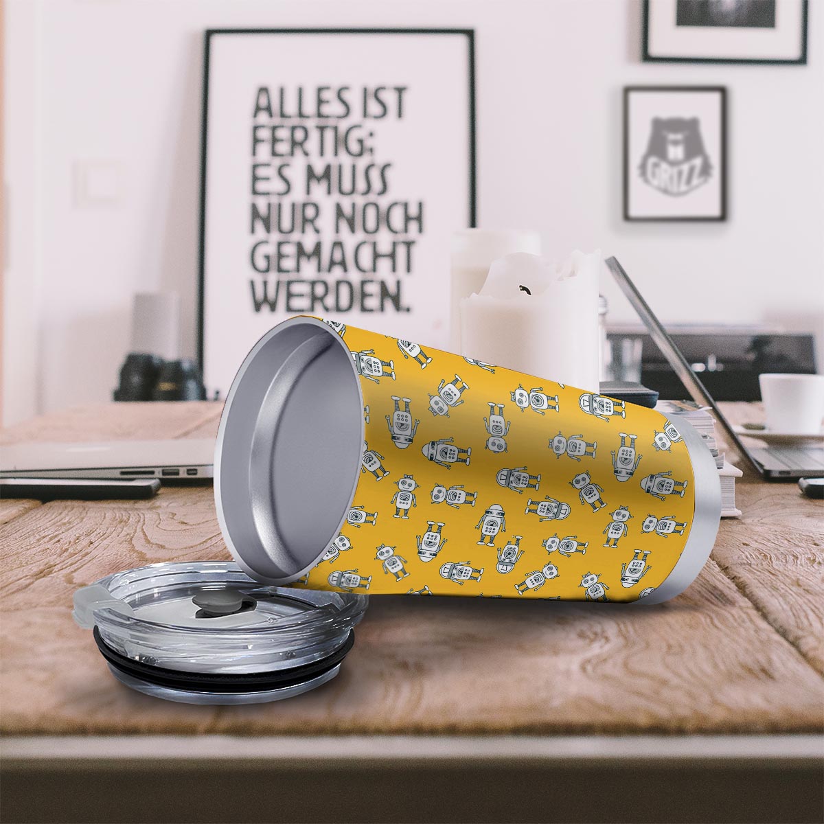 Robot Servant Print Pattern Tumbler-grizzshop