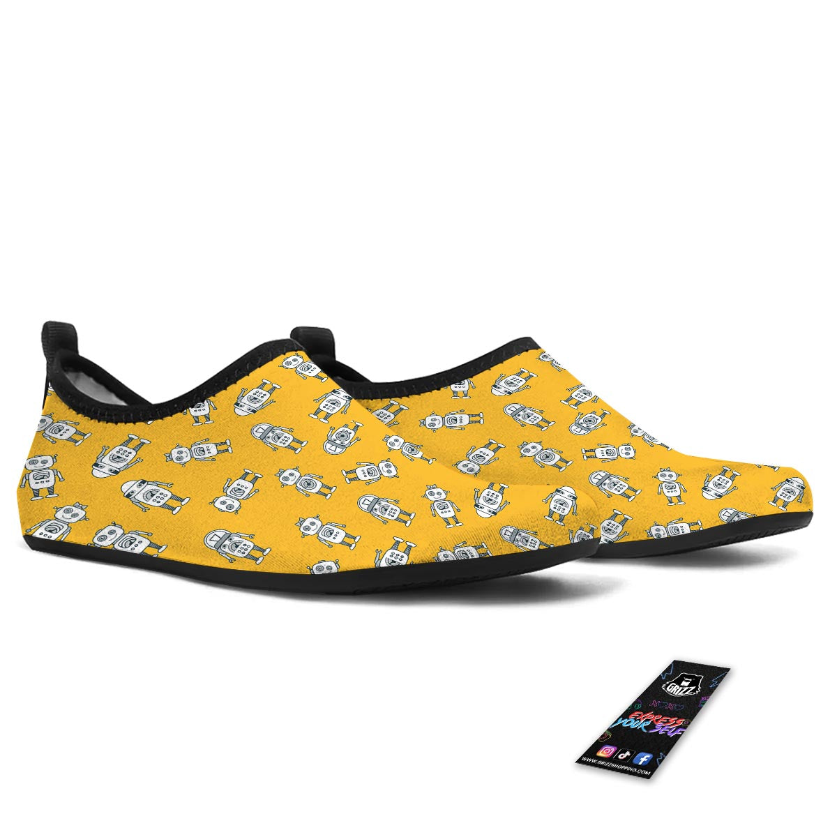 Robot Servant Print Pattern Water Shoes-grizzshop