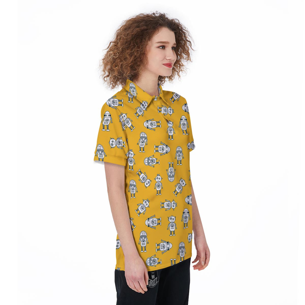 Robot Servant Print Pattern Women's Golf Shirts-grizzshop