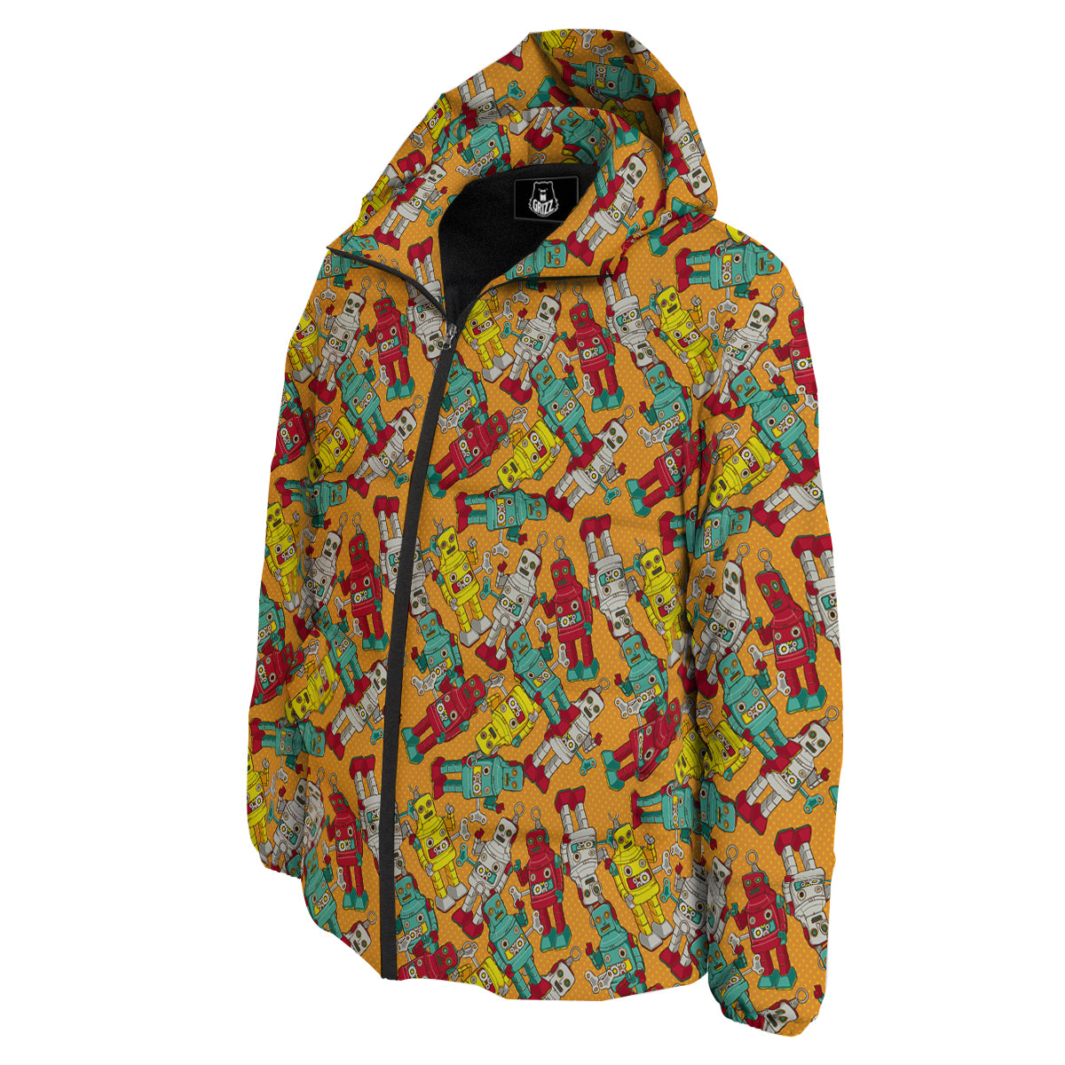 Robot Toy Vintage Print Pattern Down Jacket-grizzshop