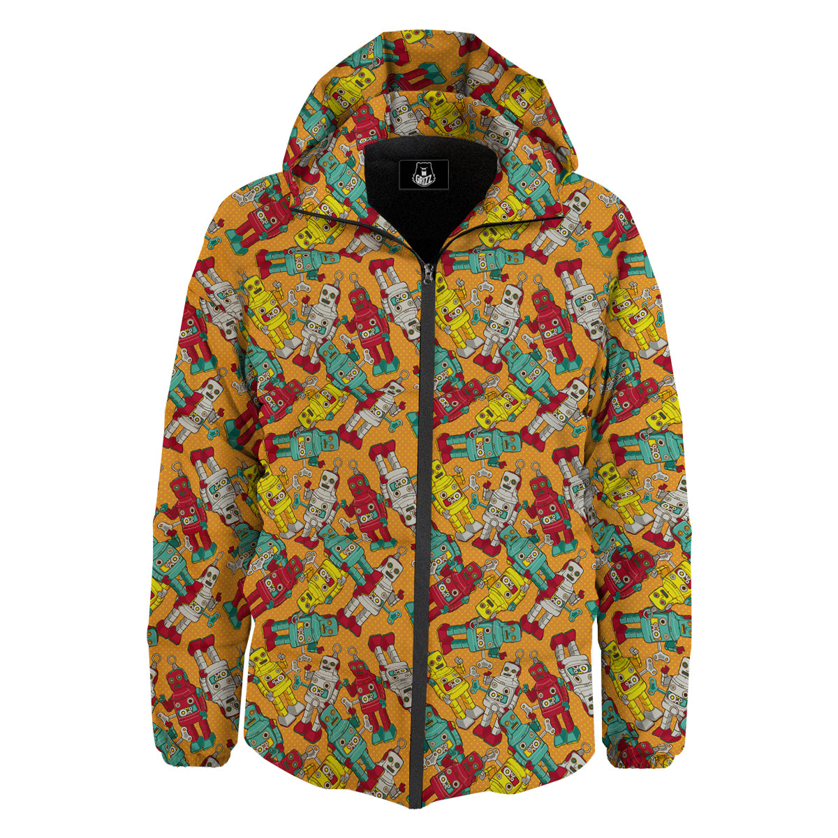 Robot Toy Vintage Print Pattern Down Jacket-grizzshop