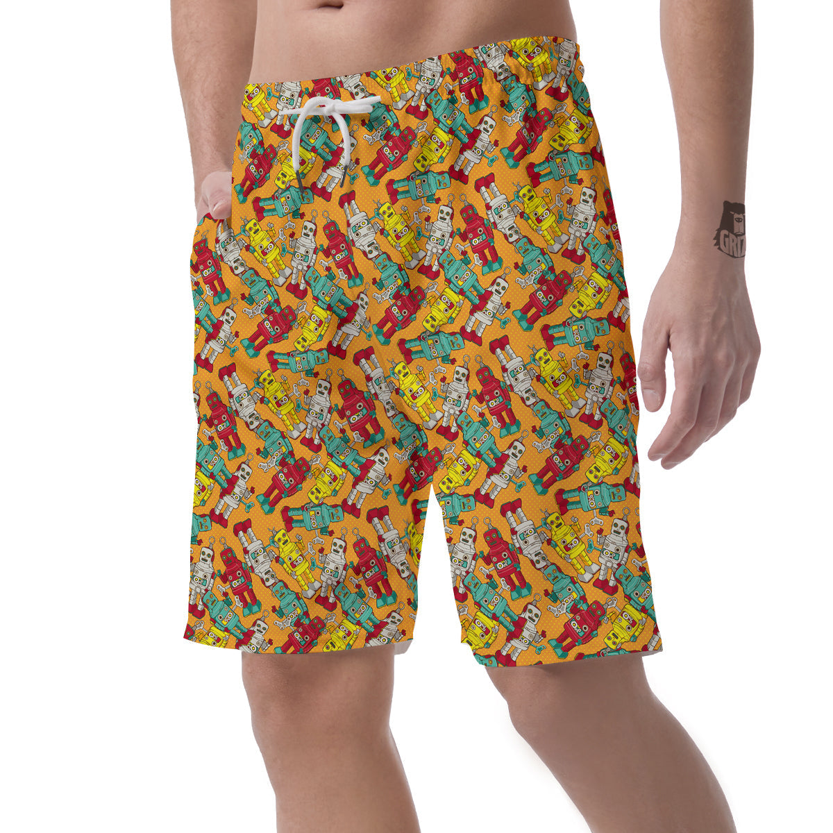 Robot Toy Vintage Print Pattern Men's Shorts-grizzshop