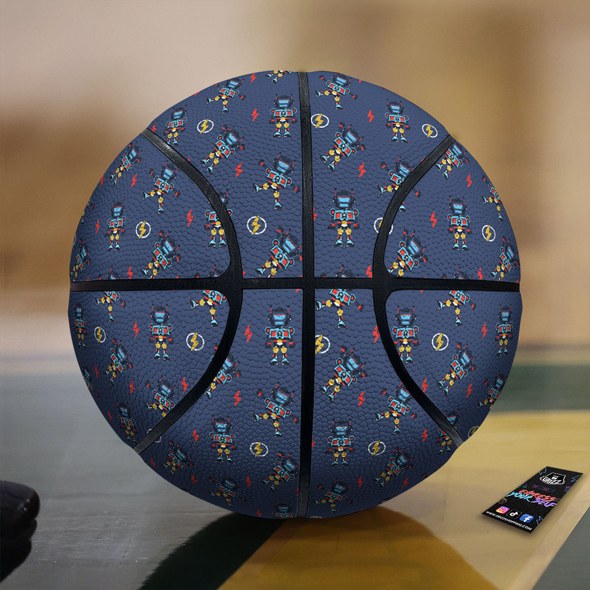 Robot Vintage Print Pattern Basketball-grizzshop