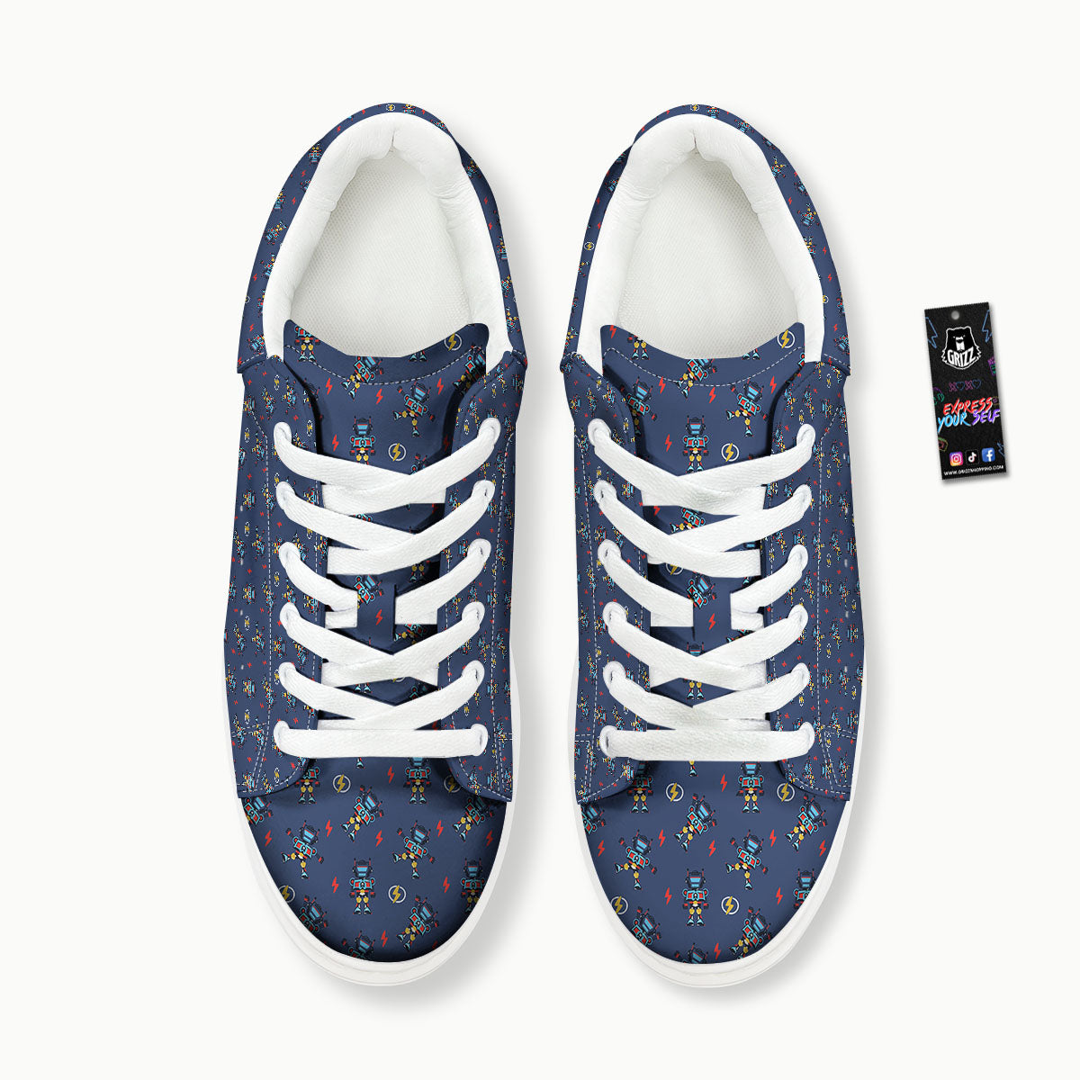 Robot Vintage Print Pattern Platform Shoes-grizzshop