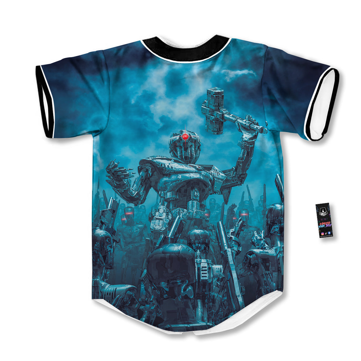 Robot War Print Baseball Jersey-grizzshop
