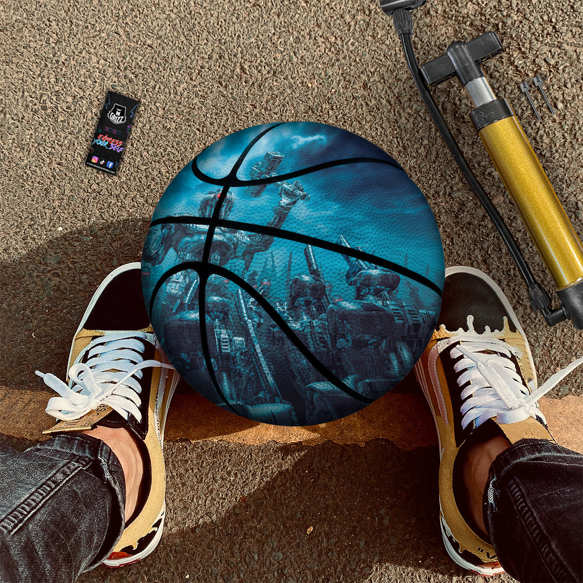 Robot War Print Basketball-grizzshop