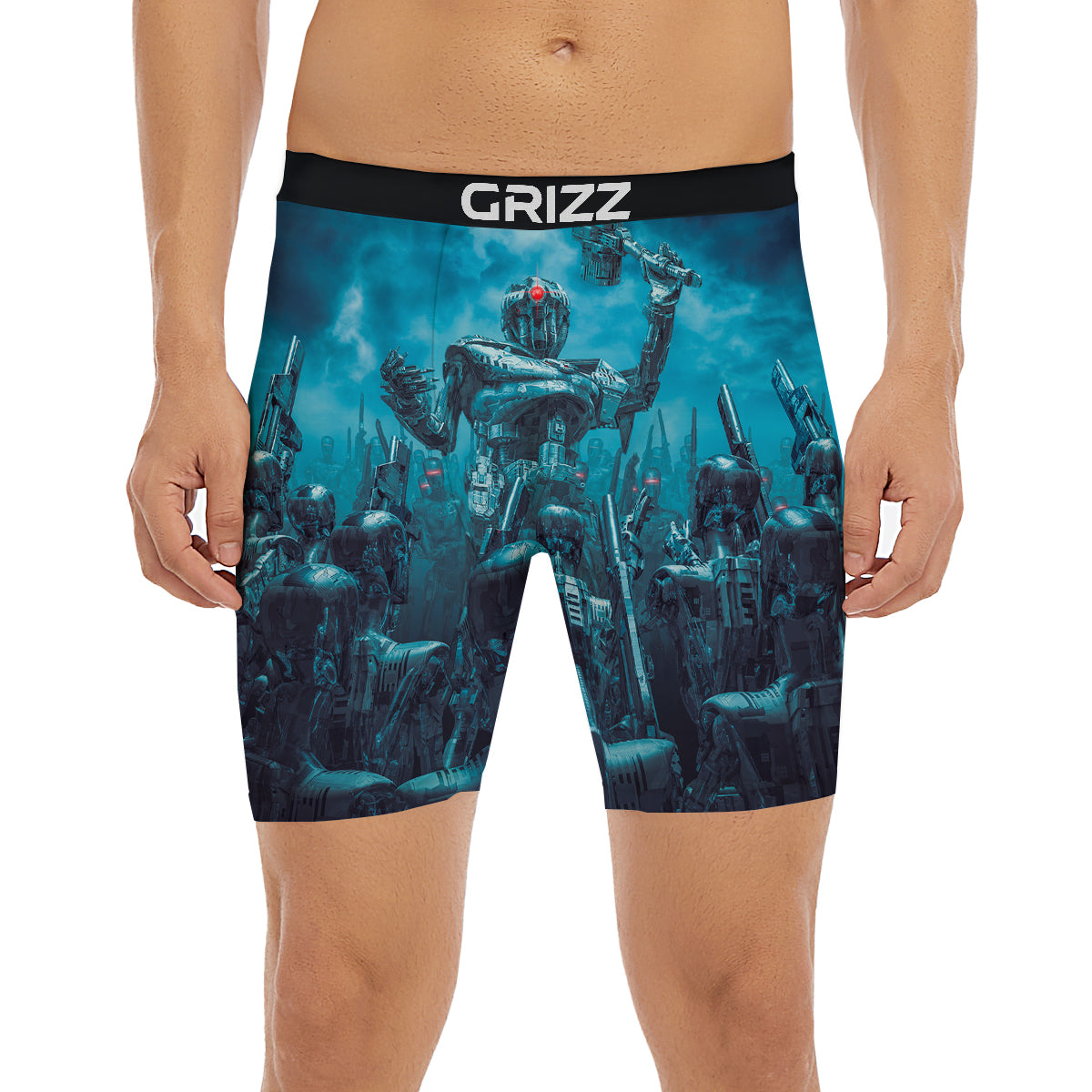 Robot War Print Boxer Briefs-grizzshop
