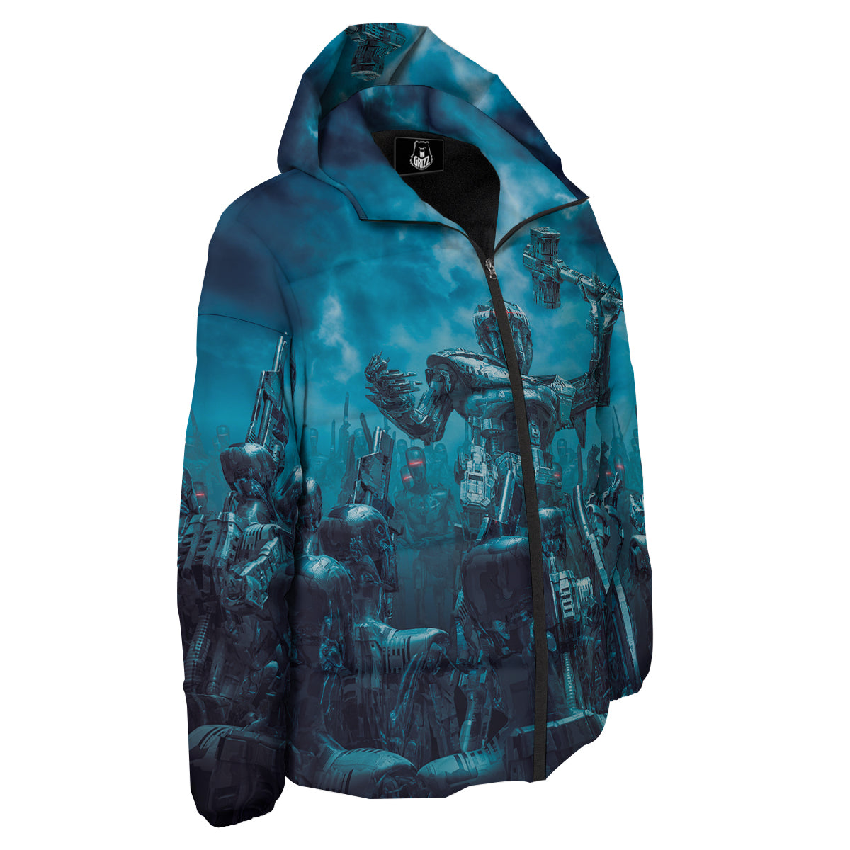 Robot War Print Down Jacket-grizzshop