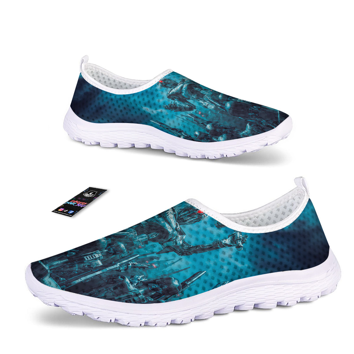 Robot War Print Nurse Shoes-grizzshop