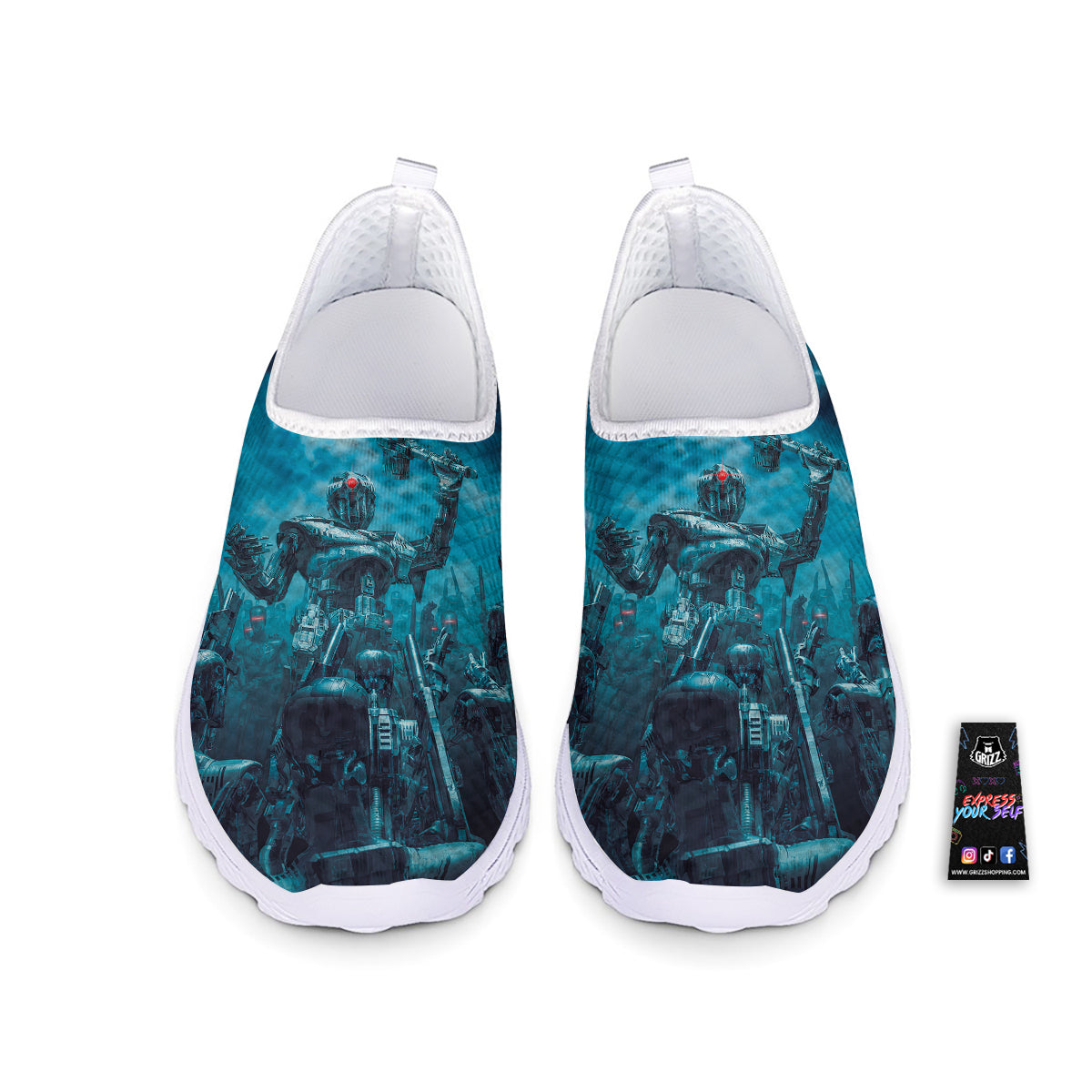 Robot War Print Nurse Shoes-grizzshop