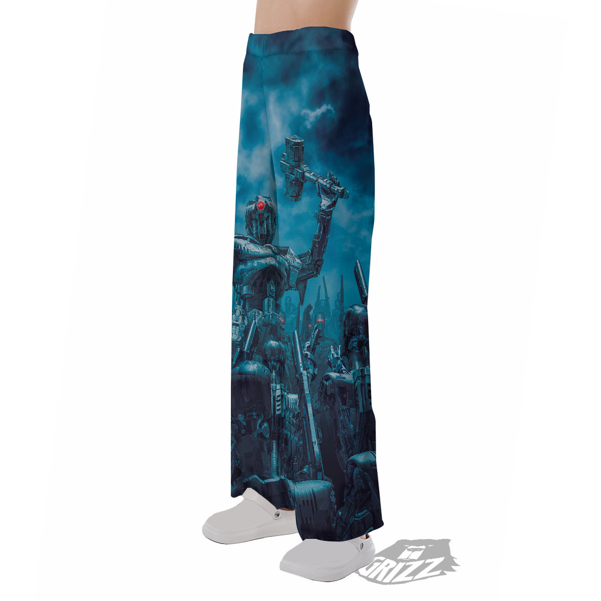 Robot War Print Pajama Pants-grizzshop