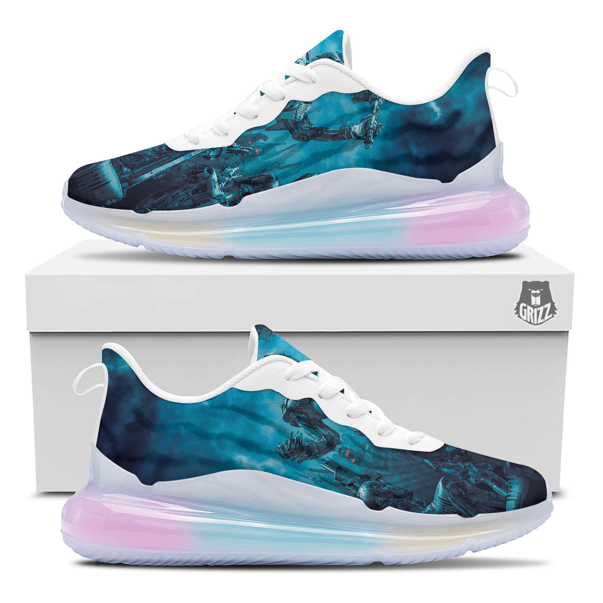 Robot War Print Running Sneakers-grizzshop