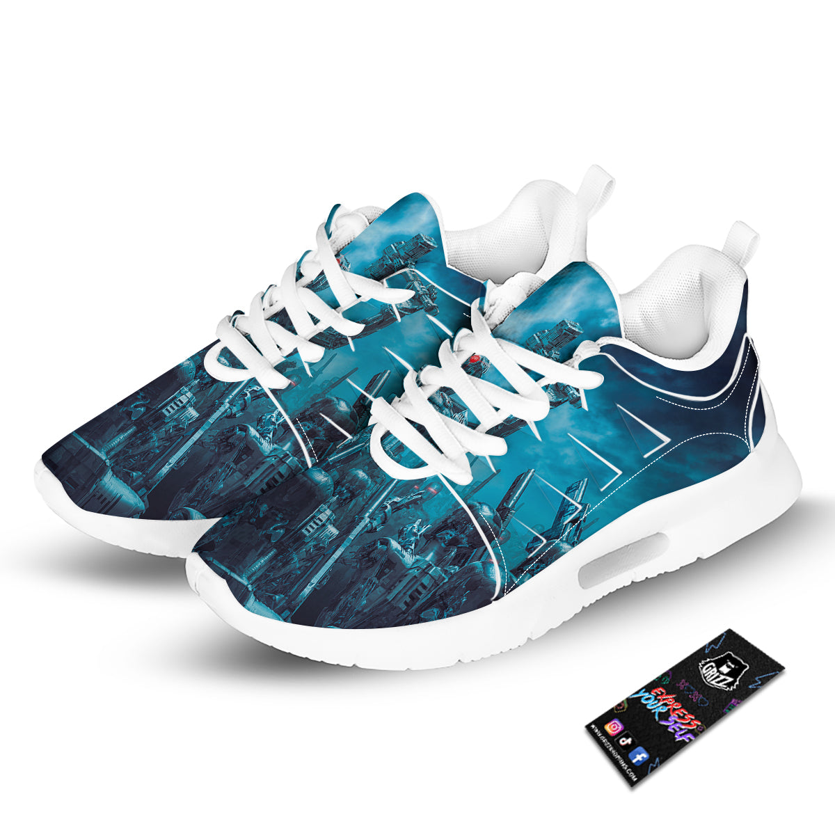 Robot War Print Tennis Shoes-grizzshop