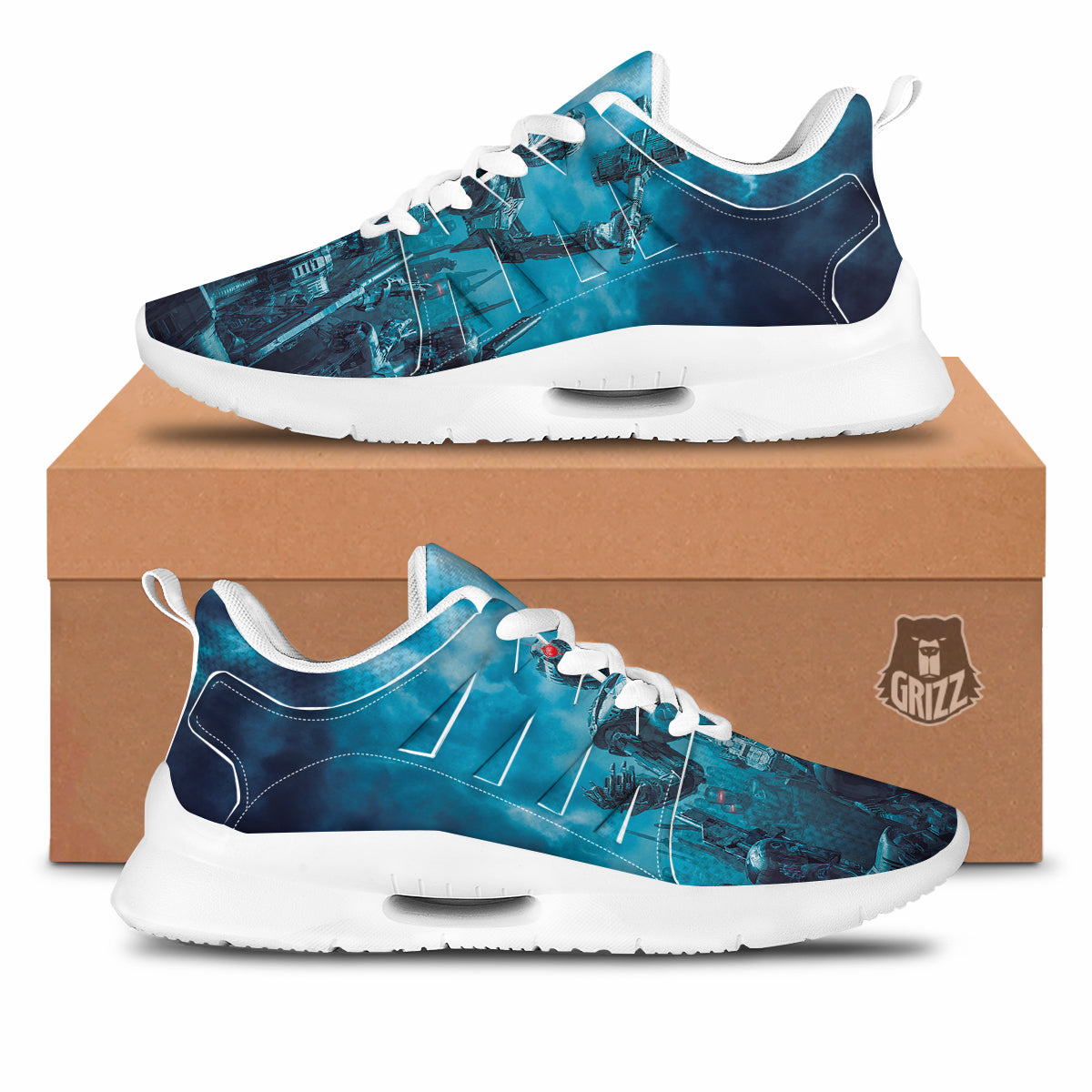 Robot War Print Tennis Shoes-grizzshop