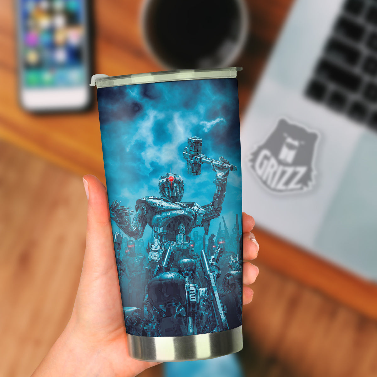 Robot War Print Tumbler-grizzshop