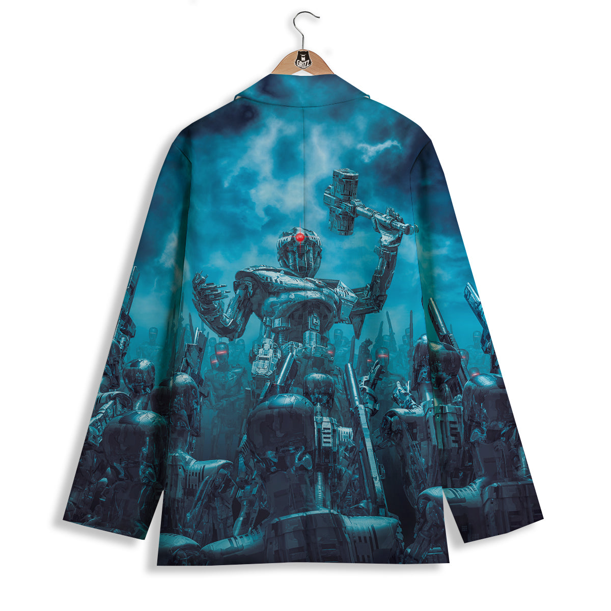 Robot War Print Women's Blazer-grizzshop
