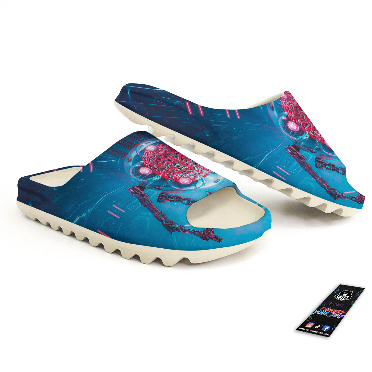 Robot Brain Machine Print Sandals-grizzshop