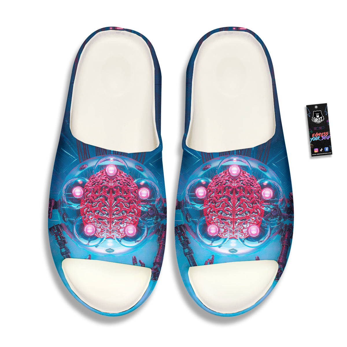 Robot Brain Machine Print Sandals-grizzshop